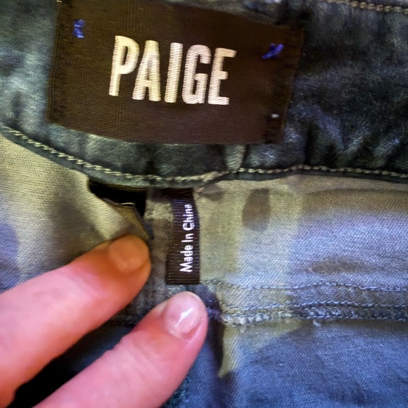 PAIGE Hoxton Ankle Peg Velvet Jeans Sea Blue High Rise Button Fly NWT Size 30 - Picture 12 of 12